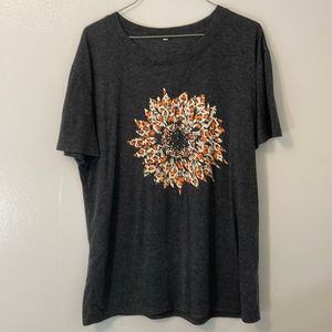 InGENIUS Sunflower Leopard Print large t shirt black 80% cotton 20% polyester